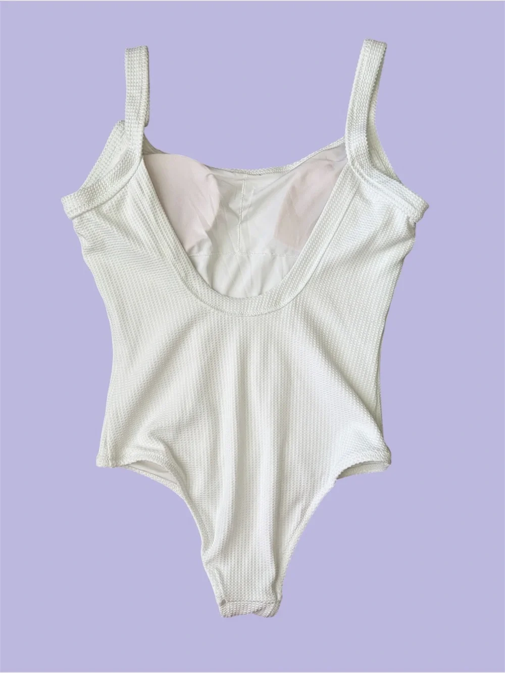 Aerie Waffle Scoop One Piece Swimsuit medium solid white